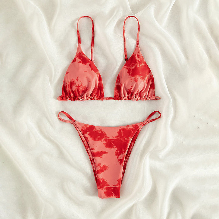 Damen Triangel-Bikini mit verstellbaren Trägern und Raffungen Drune