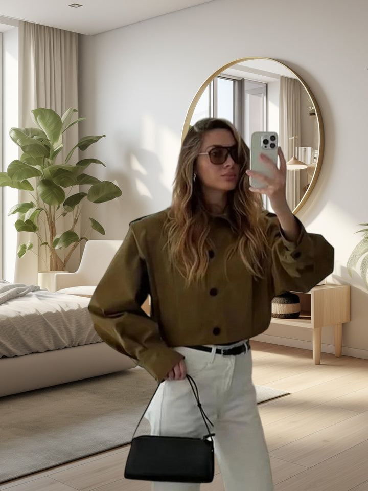 Damen modische cropped Jacke mit lässigem Schnitt Drune