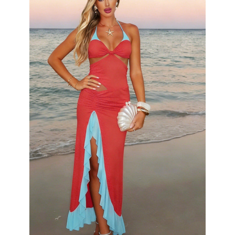 Damen Maxi-Kleid mit raffiniertem Drapierungsdesign und seitlichem Schlitz Drune