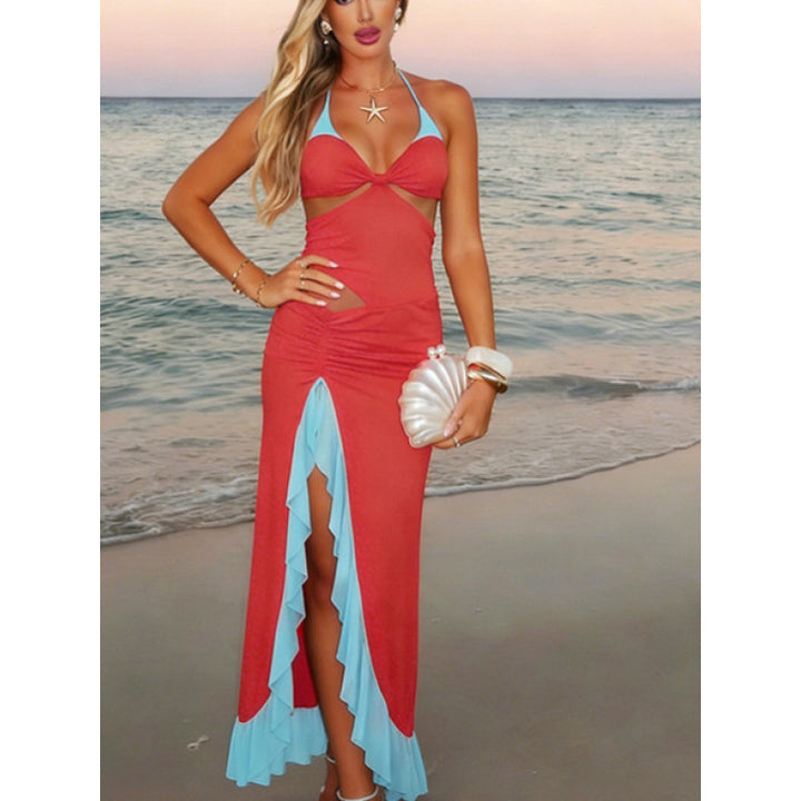 Damen Maxi-Kleid mit raffiniertem Drapierungsdesign und seitlichem Schlitz Drune