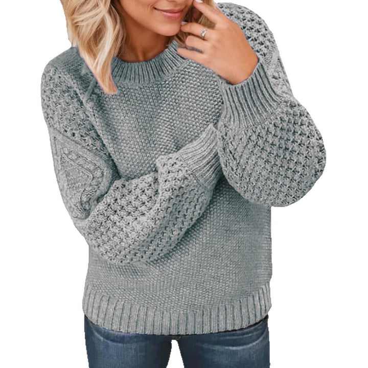 Damen Grober Strickpullover mit voluminösen Ärmeln und strukturierter Oberfläche Drune