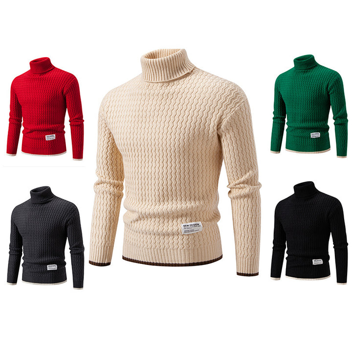Herren Strickpullover mit hochabschließendem Kragen und strukturiertem Muster Drune