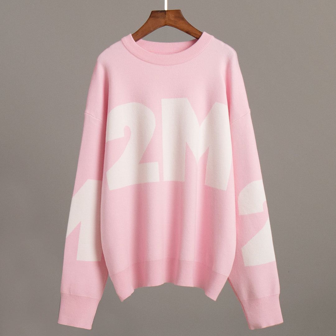 Damen Oversized Pullover mit kreativem Logo-Design Drune