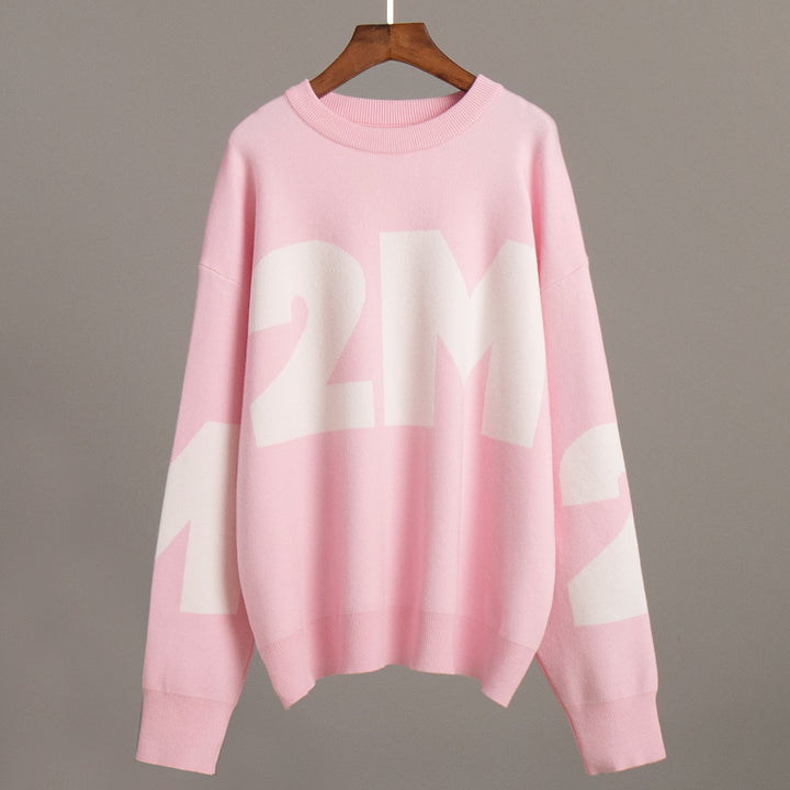 Damen Oversized Pullover mit kreativem Logo-Design Drune