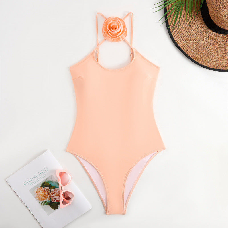 Damen Einteiler Badeanzug mit floralem Dekor und keyhole Ausschnitt Drune