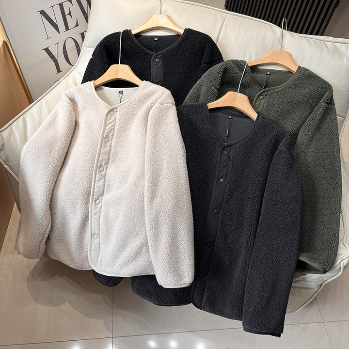 Damen Warm gefütterte Fleecejacke mit Druckknopfverschluss Drune