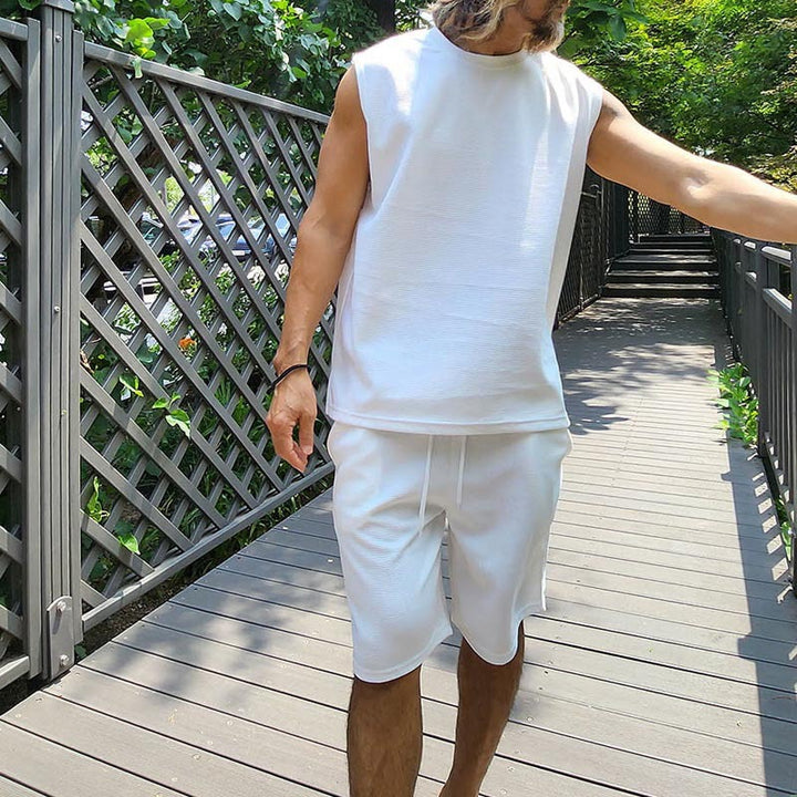 Herren lässiges Kurzarm Sweatshirt und Shorts Set Drune