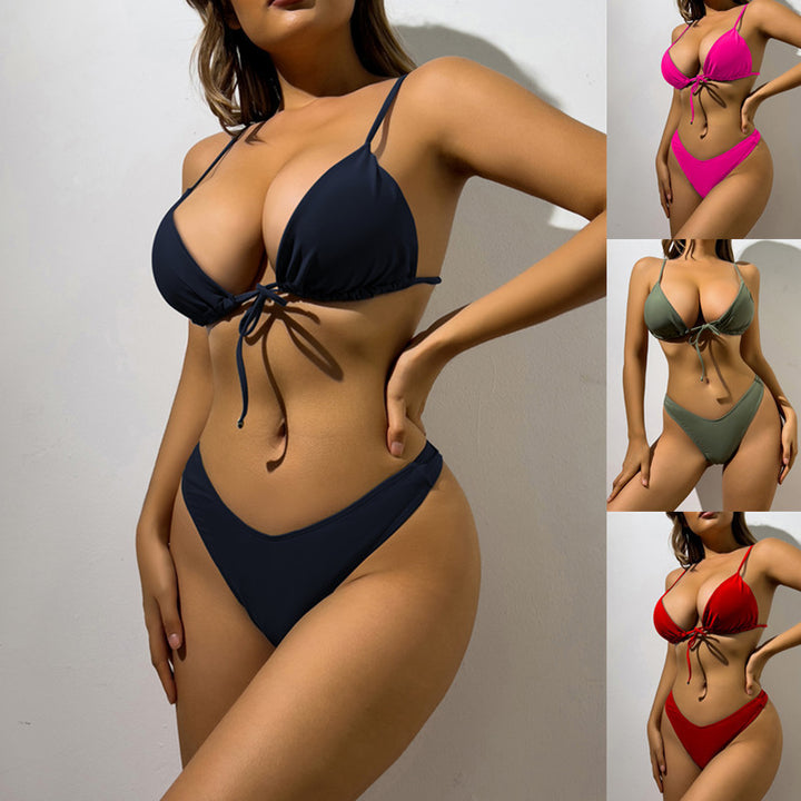Damen Triangel-Bikini mit verstellbarem Bindeband und hohem Beinausschnitt Drune