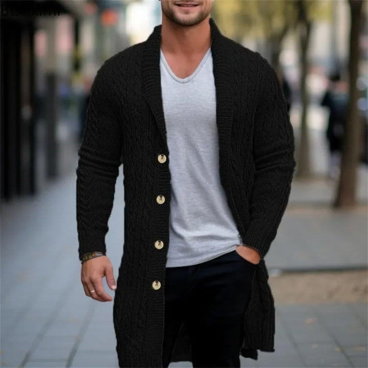 Herren Strickjacke mit offenem Design und Knopfdetails Drune