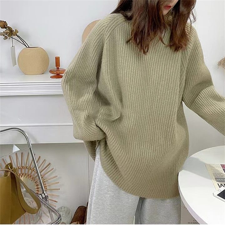 Damen Grobstrickpullover mit hohem Kragen und lässiger Passform Drune