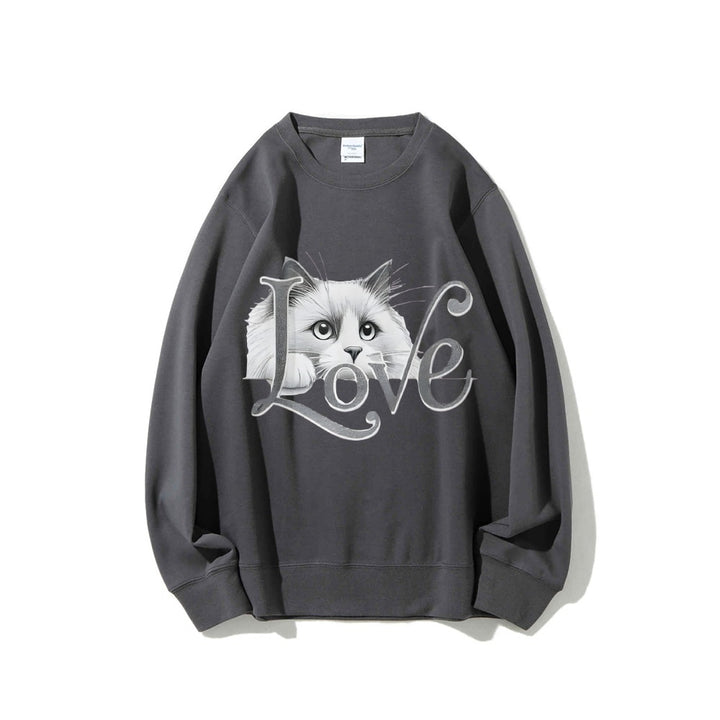 Damen Sweatshirt mit verspieltem Katzenmotiv und lässigem Schnitt Drune