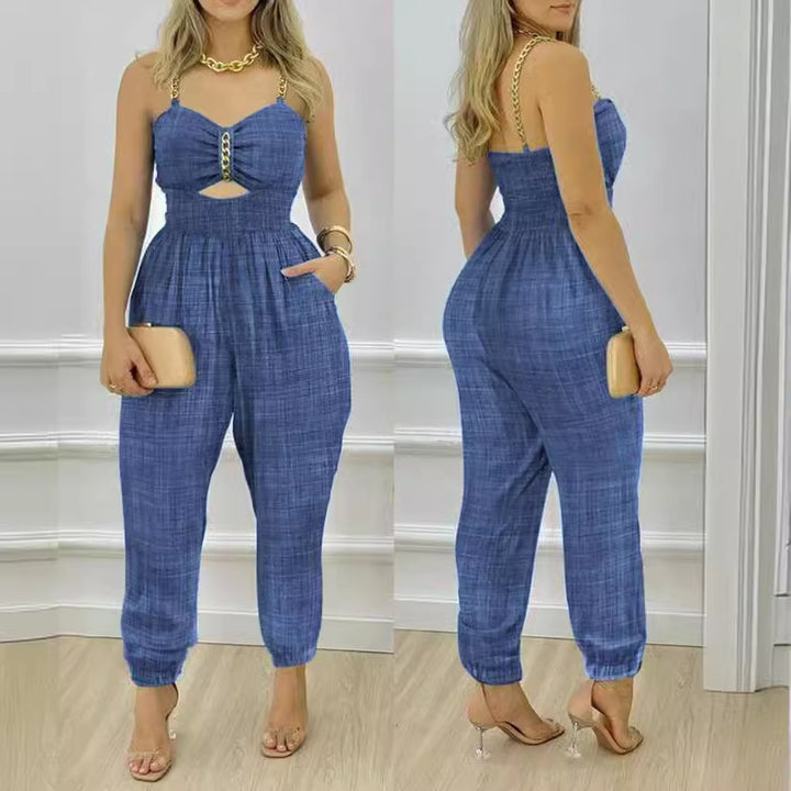 Damen Modischer Jumpsuit mit Cut-Out und dünnen Trägern Drune