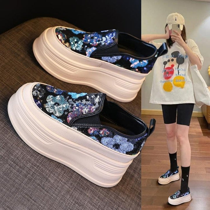 Damen Plateausneakers mit funkelnden Pailletten und elastischem Einschlupf Drune