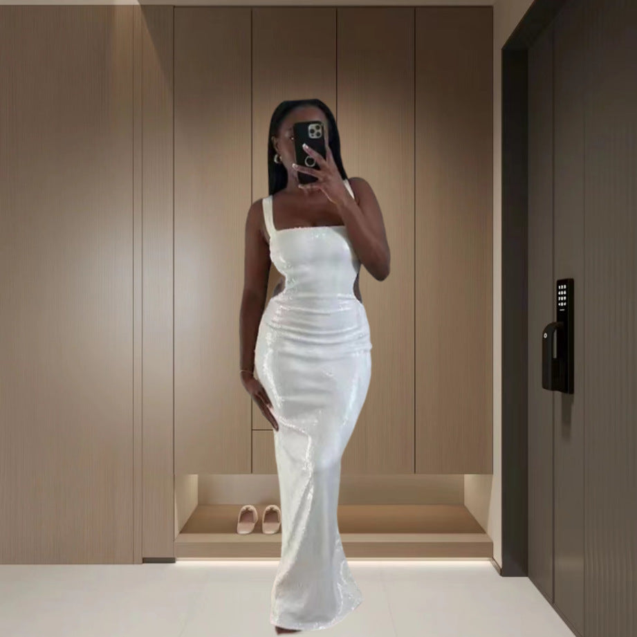 Damen Glamouröses Abendkleid mit schimmernder Paillettenverzierung Drune