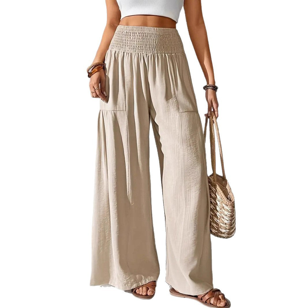 Damen weite Sommerhose mit elastischem Bund und seitlichen Eingrifftaschen Drune