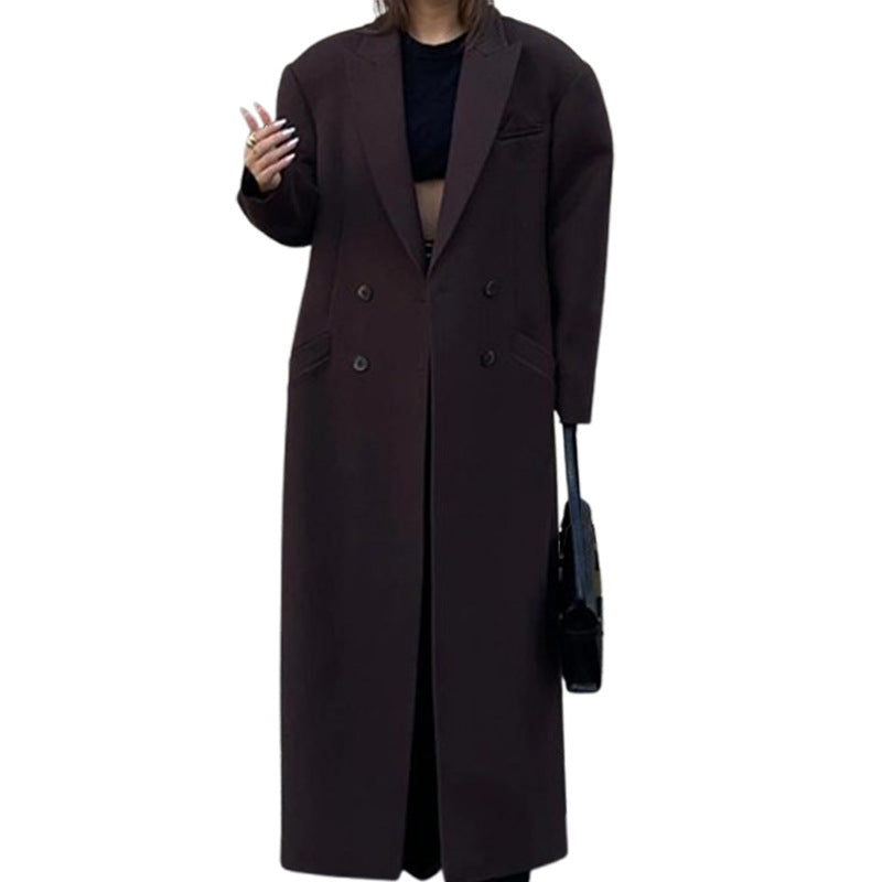 Damen Übergroßer Blazer-Mantel mit doppelter Knopfleiste und weiten Schultern Drune
