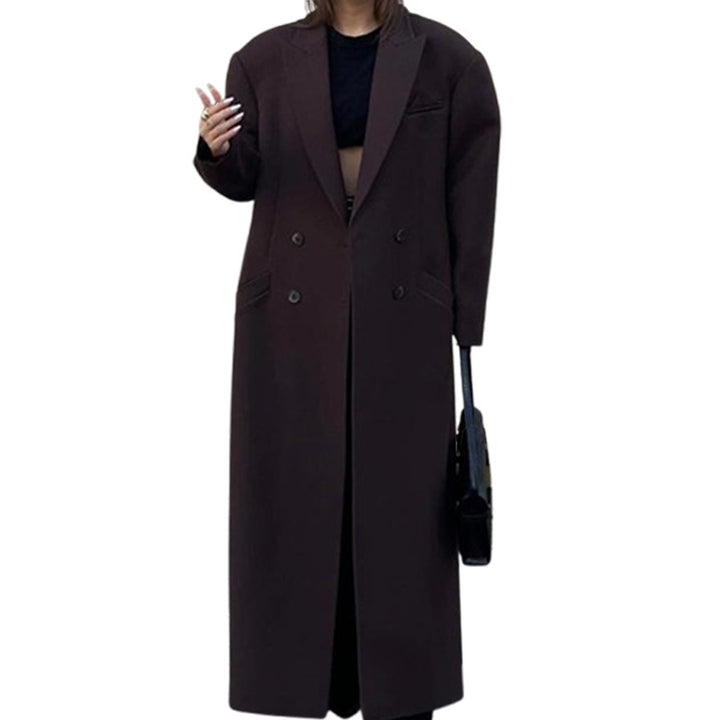 Damen Übergroßer Blazer-Mantel mit doppelter Knopfleiste und weiten Schultern Drune