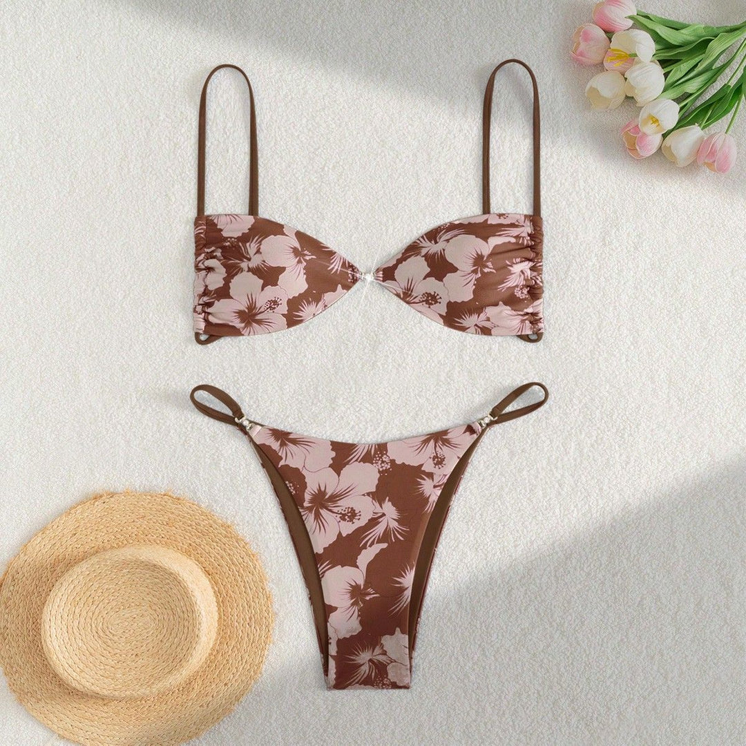 Damen Leopardenmuster Bikini-Set mit verstellbaren Trägern Drune