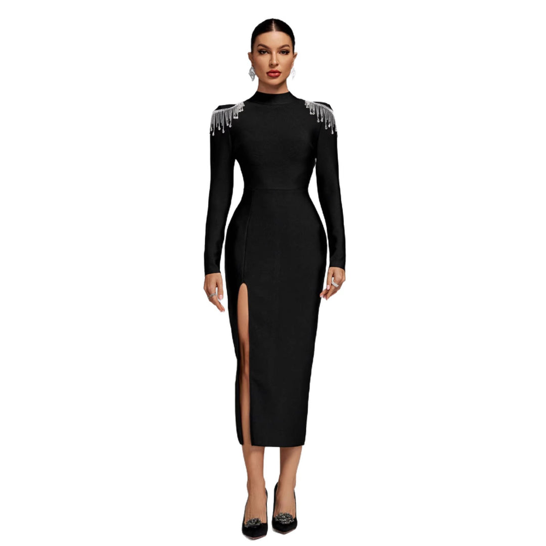 Damen Elegantes Abendkleid mit funkelnden Schulterdetails und figurbetontem Schnitt Drune