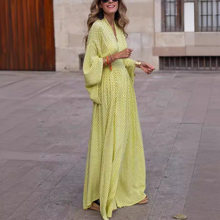 Damen Maxikleid mit elegantem Schnitt und weit ausgestellten Ärmeln Drune