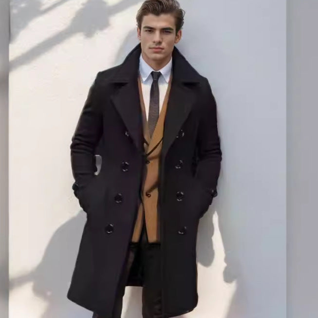 Herren doppelreihriger Wollmantel Drune