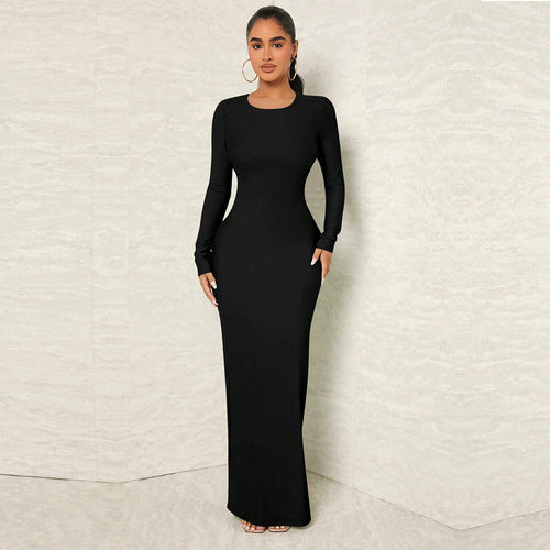 Damen Elegantes langärmliges Maxikleid Drune