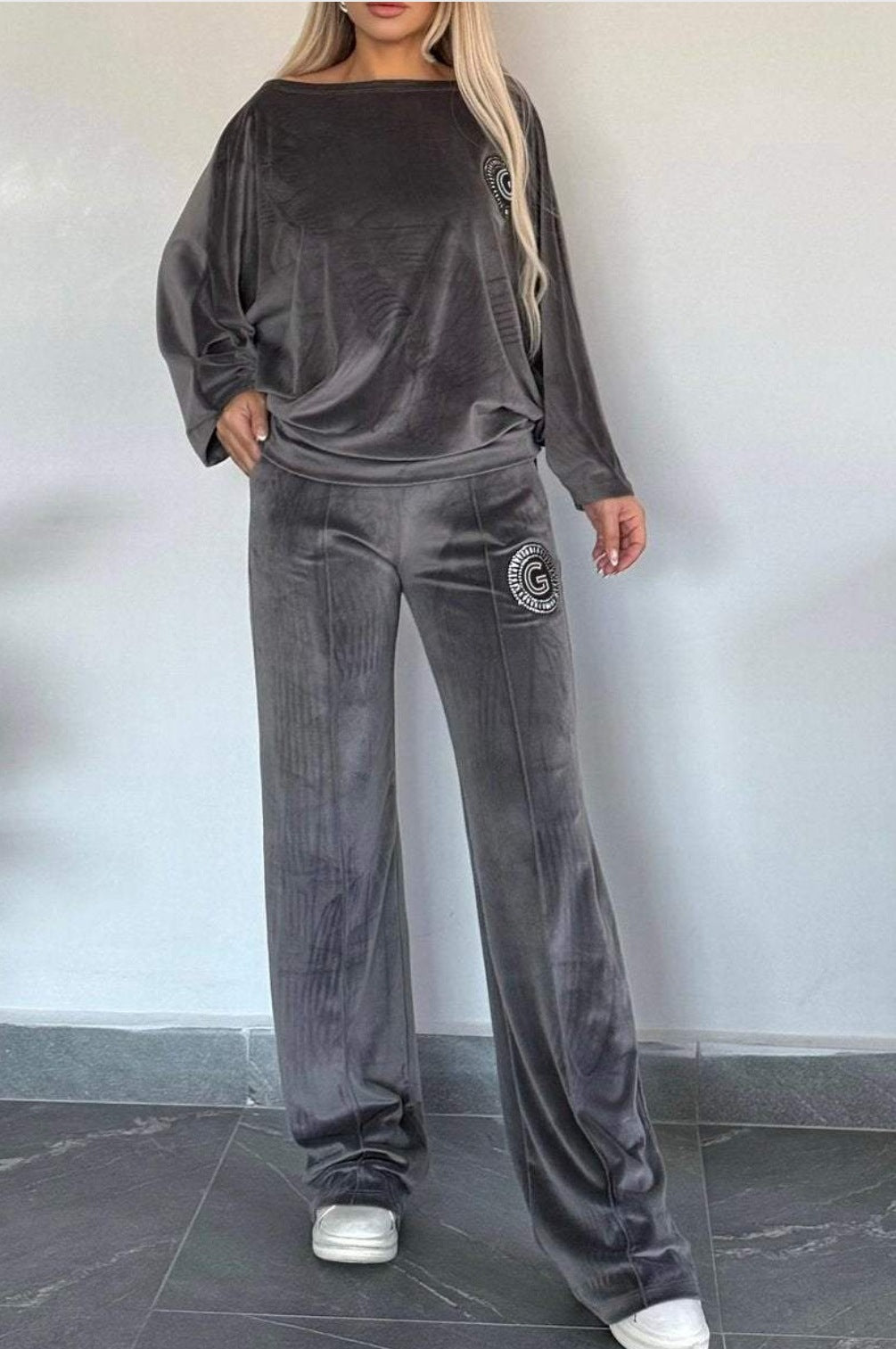 Damen Casual Velvet Loungewear-Set mit weichem Schnitt Drune