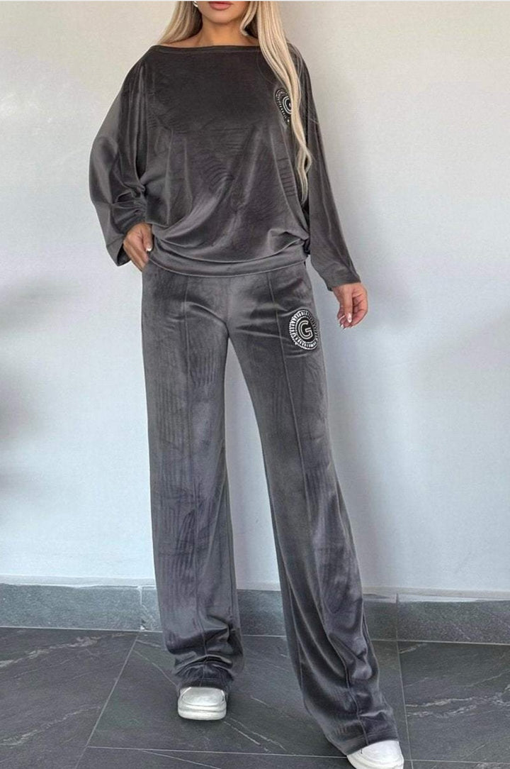 Damen Casual Velvet Loungewear-Set mit weichem Schnitt Drune