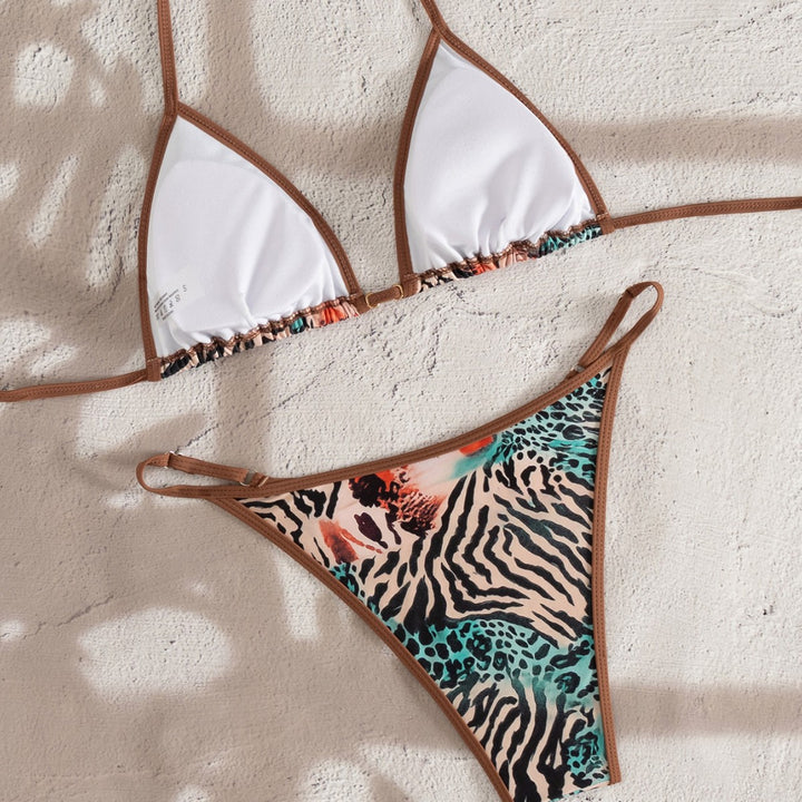 Damen Triangel-Bikini mit animalischem Druck Drune