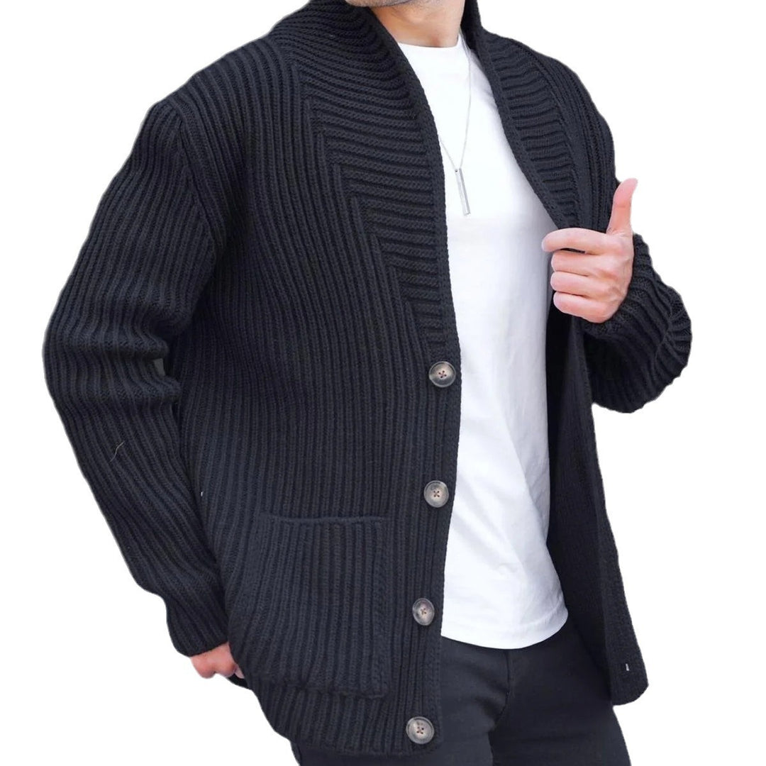 Herren Strickjacke mit tiefem Ausschnitt und knöpfen Drune