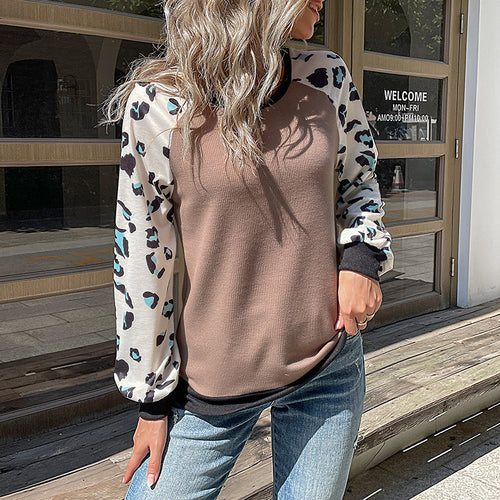 Damen lässiger Pullover mit tierischem Muster und modischen Ärmeln Drune