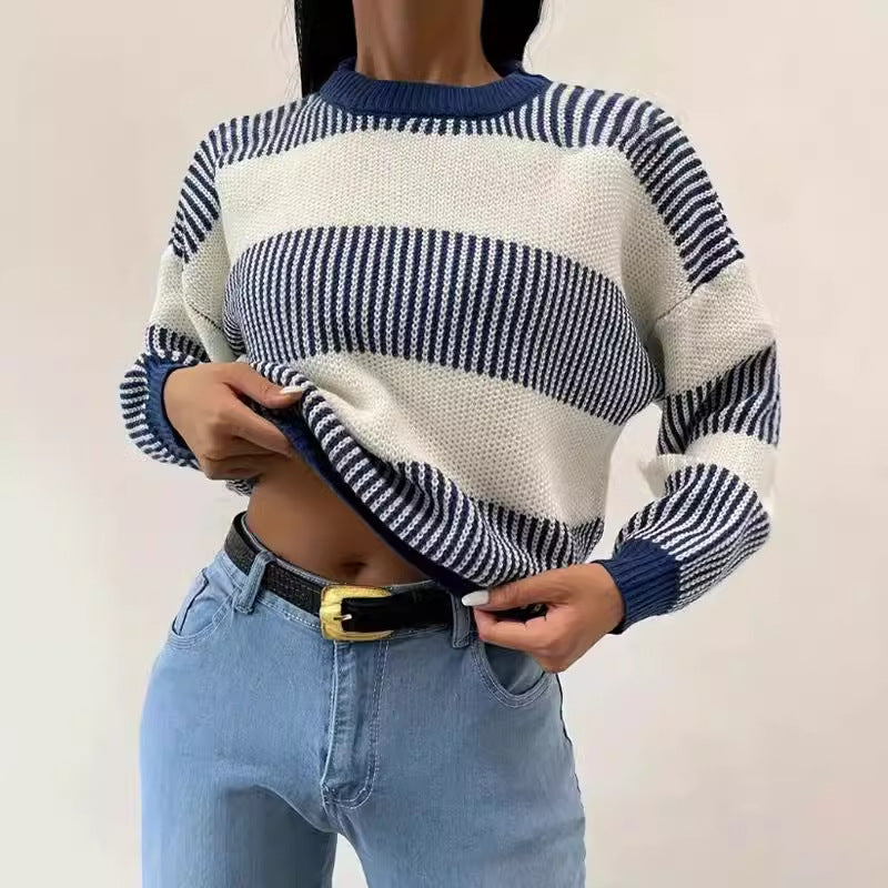 Damen Strickpullover mit modernen Blockstreifen Drune