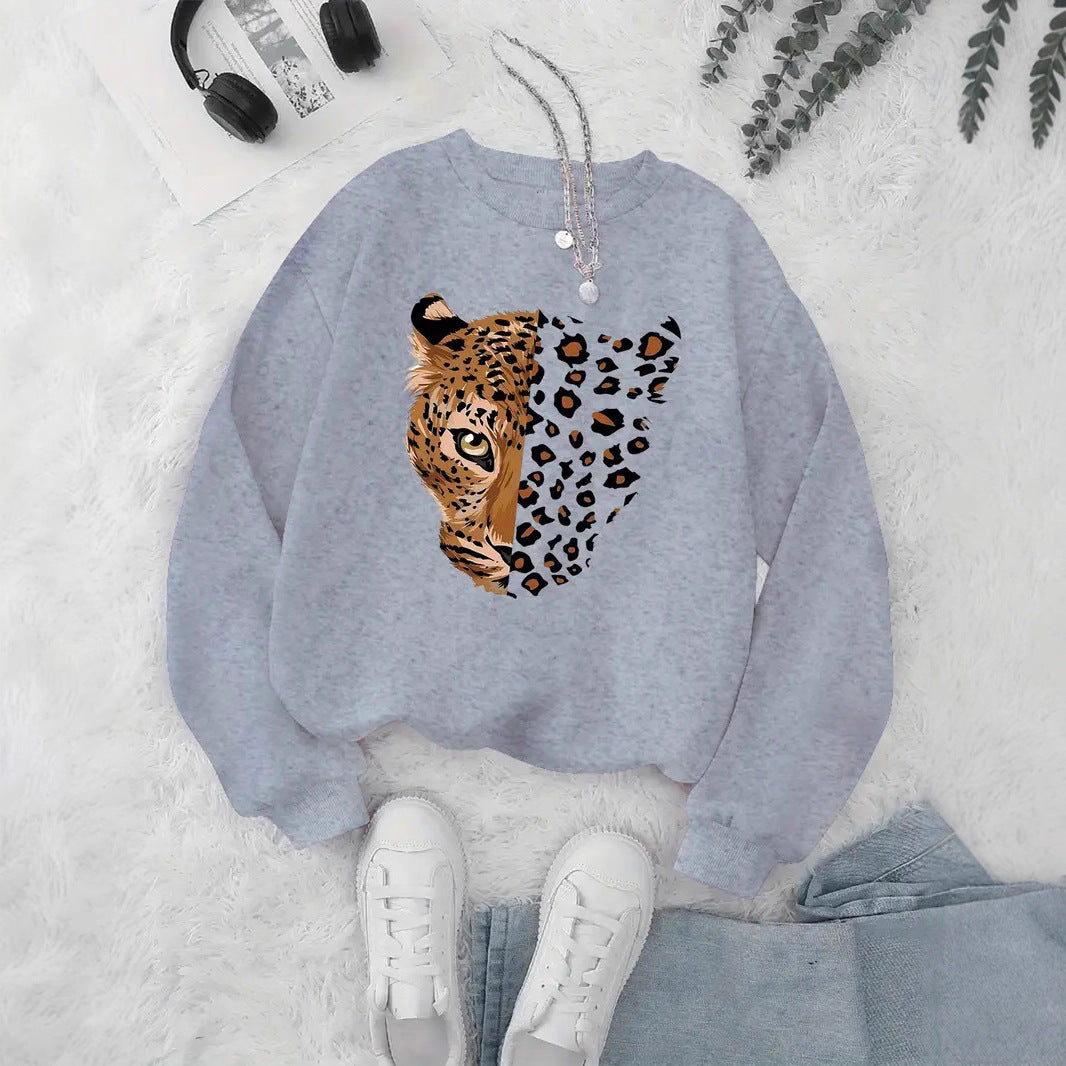 Damen Sweatshirt mit Leopardenmotiven Drune