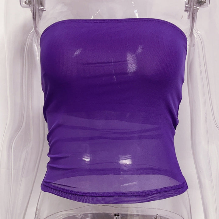 Damen bandeau Top im transparenten Design mit elastischem Material Drune
