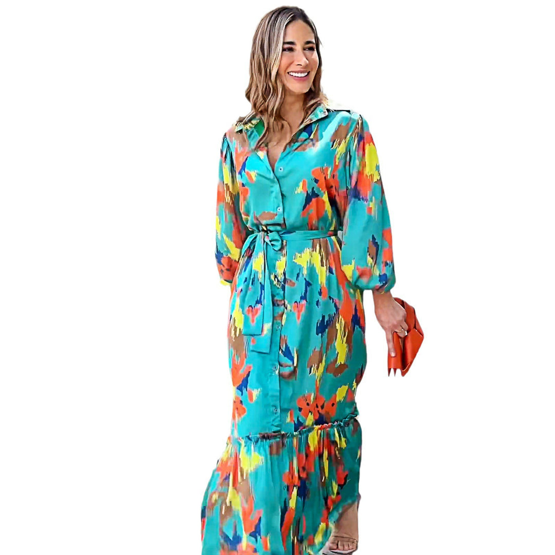 Damen Maxikleid mit floralen Effekten und eleganter Passform Drune