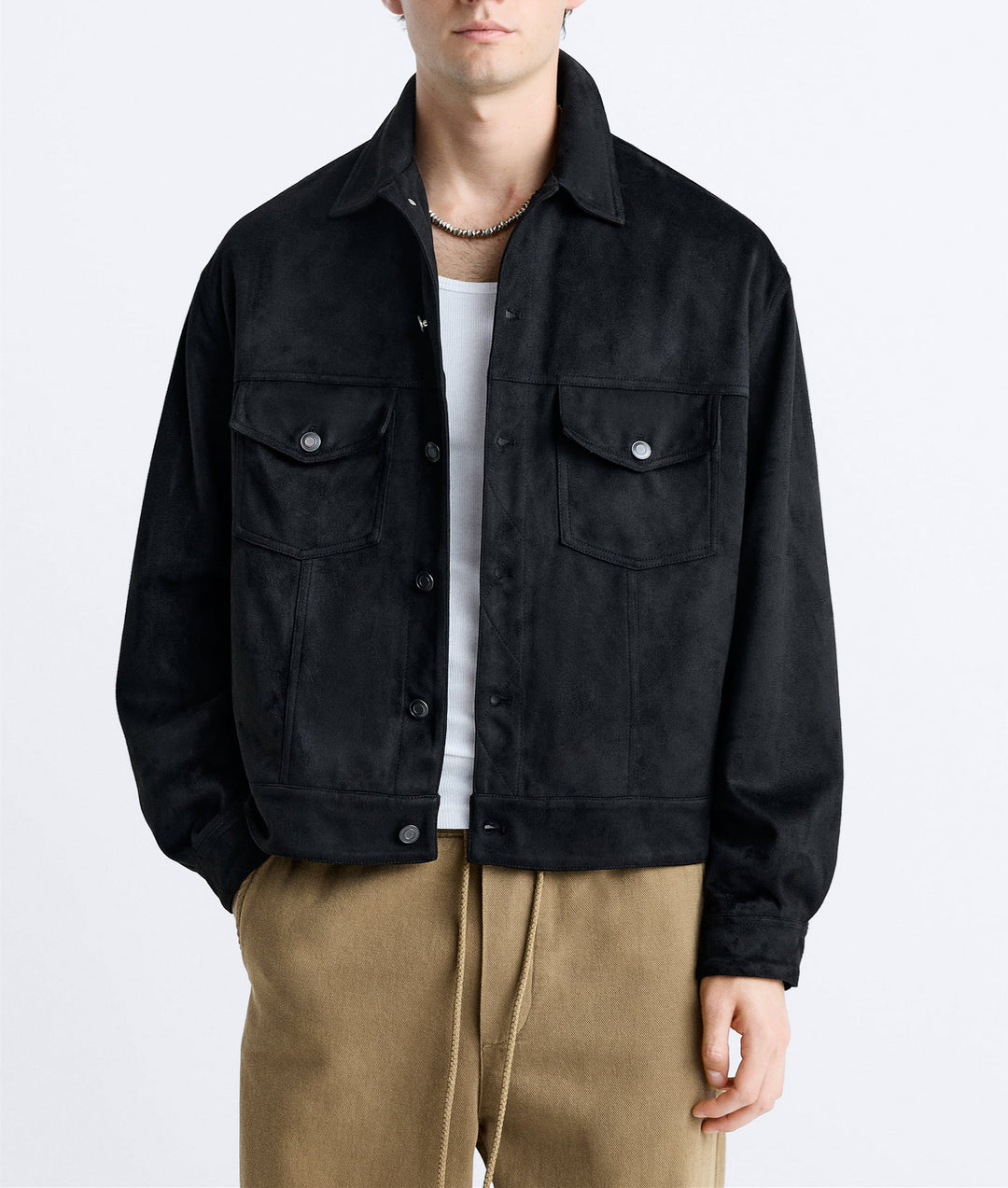 Herren lässige Wildlederjacke mit praktischen Brusttaschen und modernem Schnitt Drune