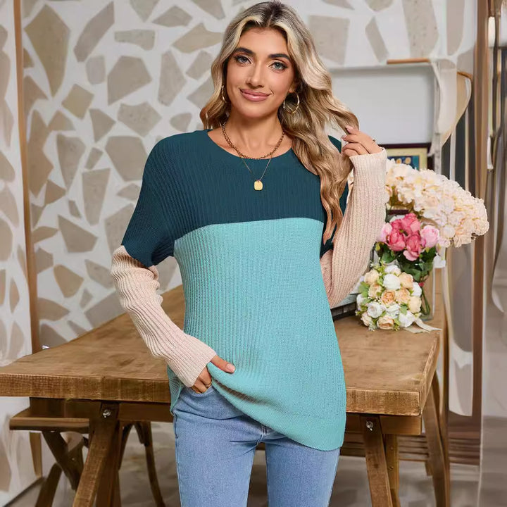 Damen Strickpullover im modischen Farbblockdesign Drune
