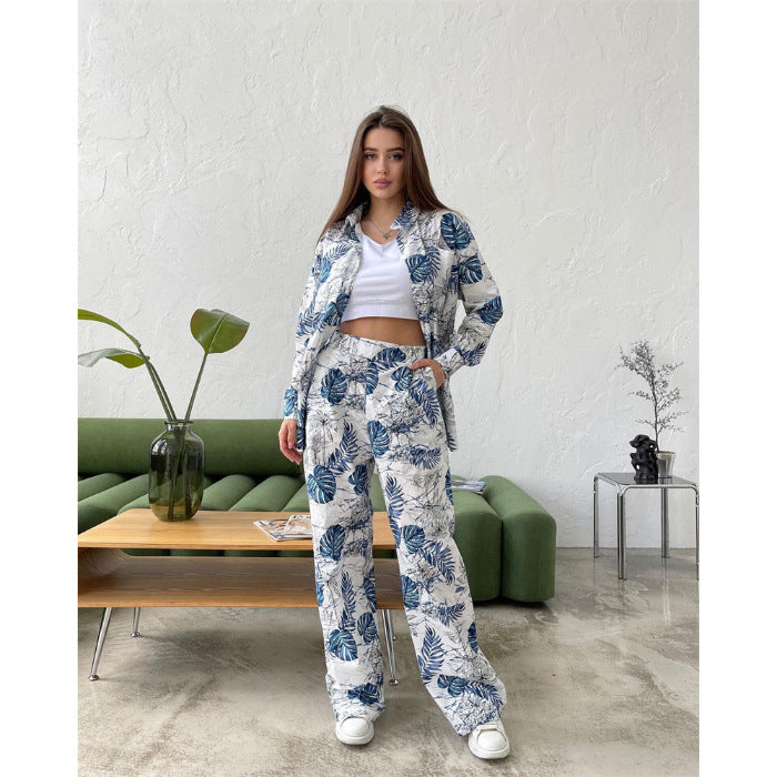 Damen lässiges Freizeit-Lounge-Set mit floralem Muster Drune