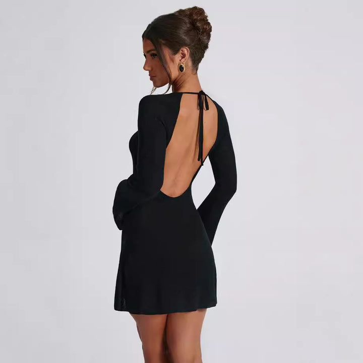 Damen Strickkleid mit weitem Schnitt und langen Ärmeln Drune