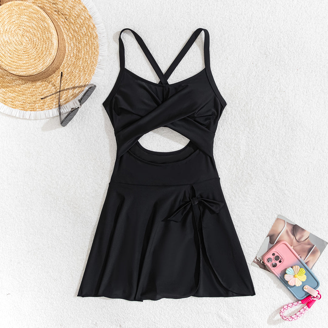 Damen Tankini-Set mit elegantem Wickelrock und tiefem V-Ausschnitt Drune
