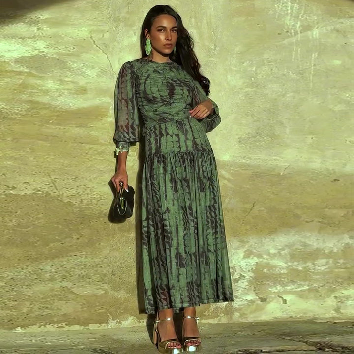 Damen Midikleid mit raffinierten Falten und V-Ausschnitt Drune