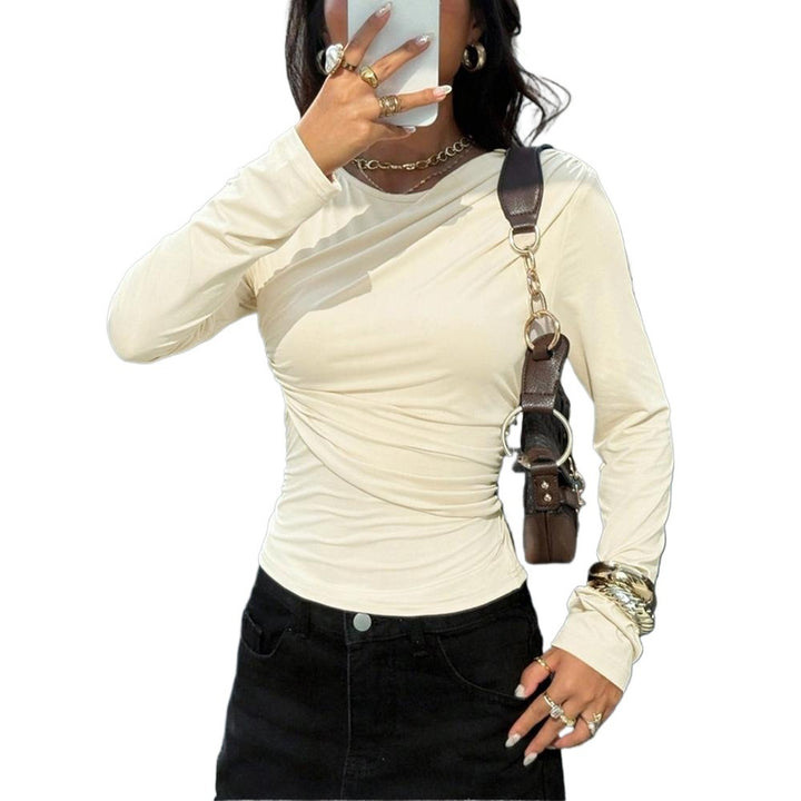 Damen Langarmshirt mit raffiniertem Wickel-Design und eleganter Raffung Drune