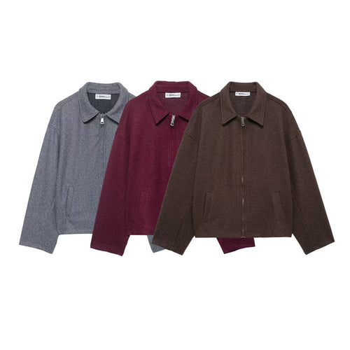 Damen Modische Übergangsjacke mit stylishem Stehkragen und praktischen Reißverschlusstaschen Drune