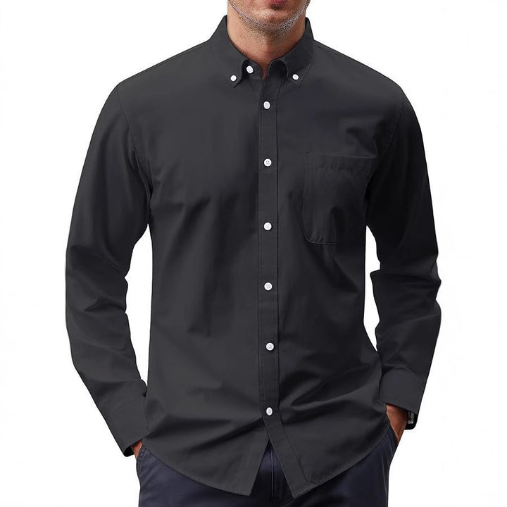 Herren nan Slim-Fit Oxford-Hemd mit Button-Down-Kragen, Brusttasche und elastischer Baumwollmischung Drune