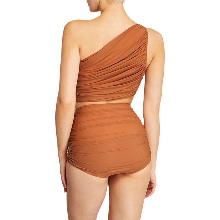 Damen Hochtaillierter Bikini mit asymmetrischem Oberteil und Wickelrock Drune