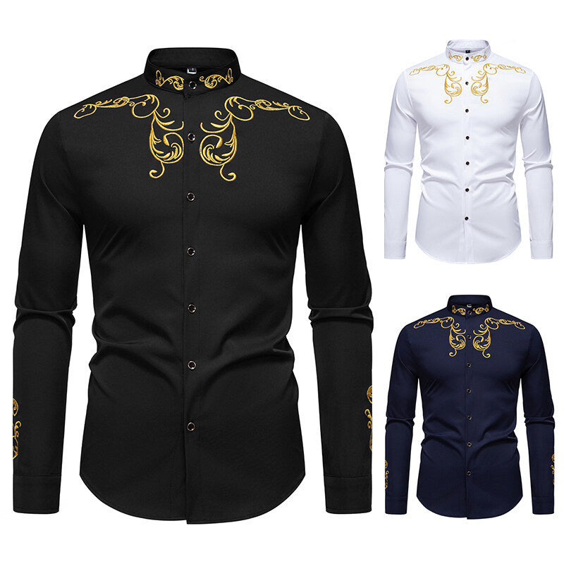 Herren Langarmshirt mit elegantem Stickereidesign Drune