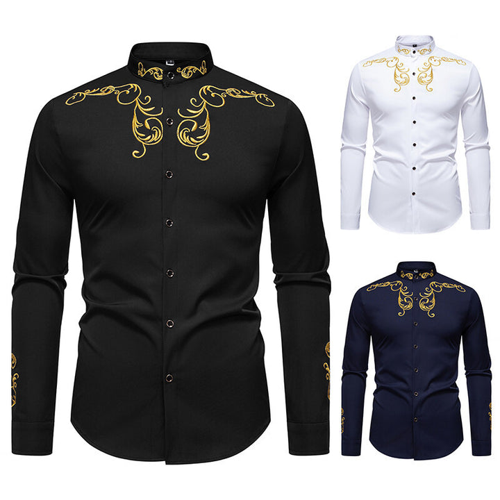 Herren Langarmshirt mit elegantem Stickereidesign Drune