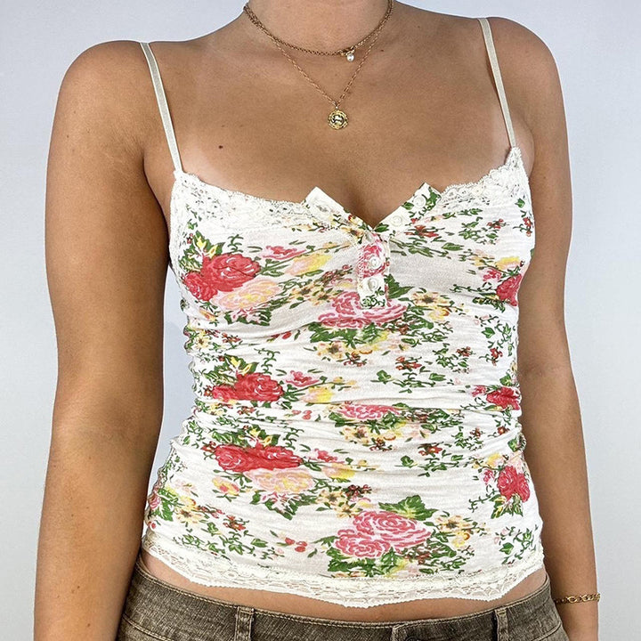 Damen Spitzen-Ärmeloberteil mit floralem Design Drune