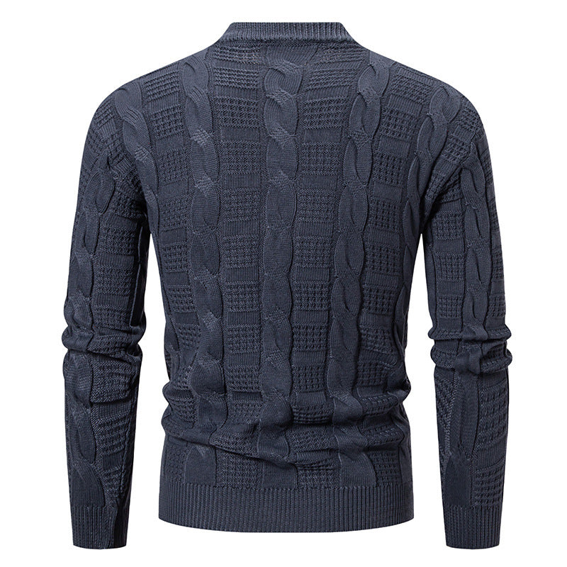 Herren eleganter Strickpullover mit hochgeschlossenem Kragen und Zopfmuster Drune