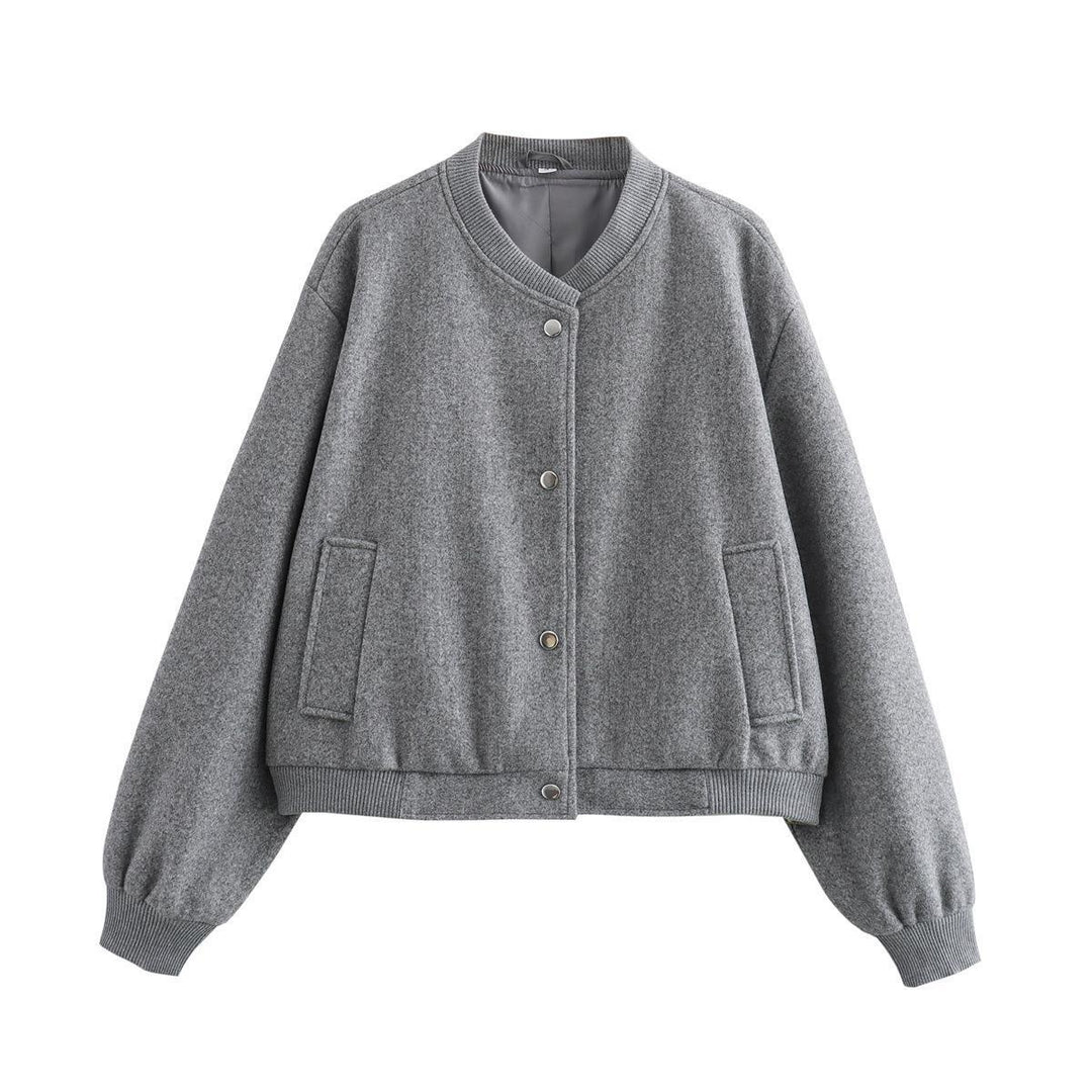 Damen sportliche Bomberjacke mit seitlichen Eingrifftaschen und elastischen Bündchen Drune